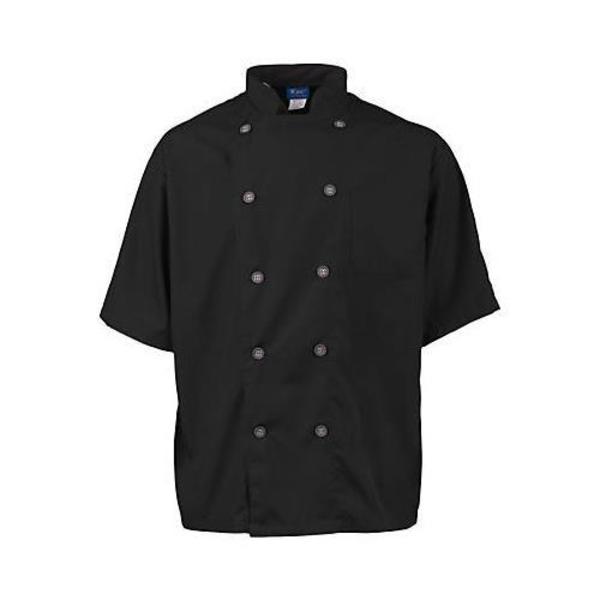 Kng Large Men's Active Black Short Sleeve Chef Coat 2124BKSLL